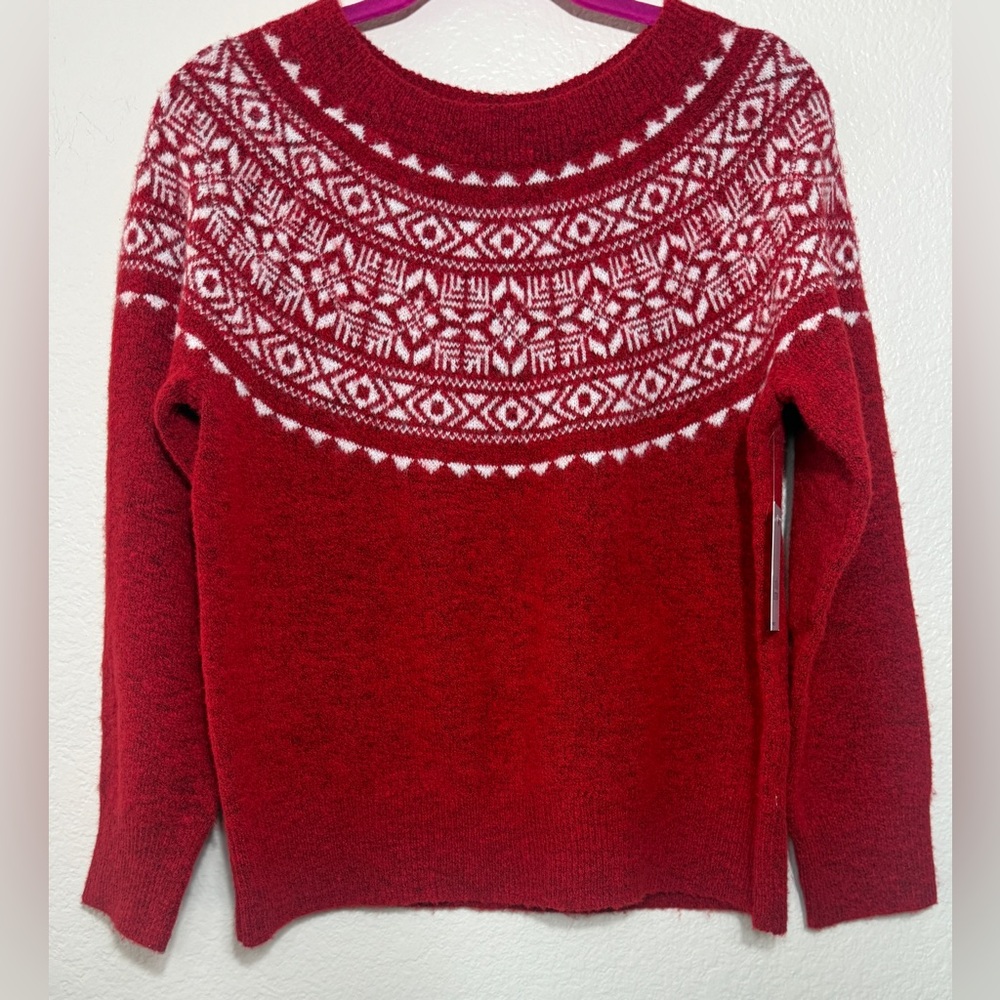 Croft and Barrow Red Aztec Patterned Sweater NWT size P M